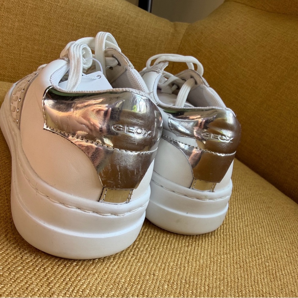 Geox White Sneakers with Silver details - Picture 2 of 11